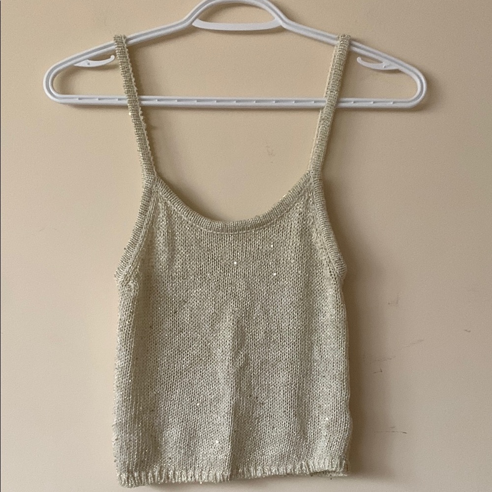 Pacsun La Hearts Tan Sequin Crop Camisole